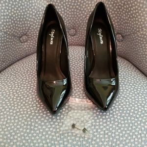 Black patent leather heels
